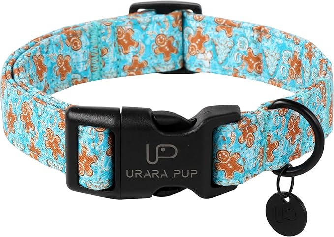 Christmas Dog Collar,Adjustable Gingerbread Pet Collar,Chriatmas Puppy Collar for Small Medium Large Dogs,L