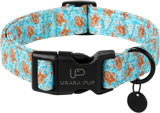 Christmas Dog Collar,Adjustable Gingerbread Pet Collar,Chriatmas Puppy Collar for Small Medium Large Dogs,L