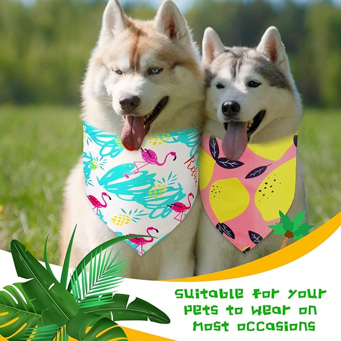Frienda 20 Pcs Summer Spring Dog Bandanas Hawaiian Style Washable Triangle Pet Bibs Assortment Puppy Kerchief Accessories for Small Medium Pets Dogs Cats(X-Large)