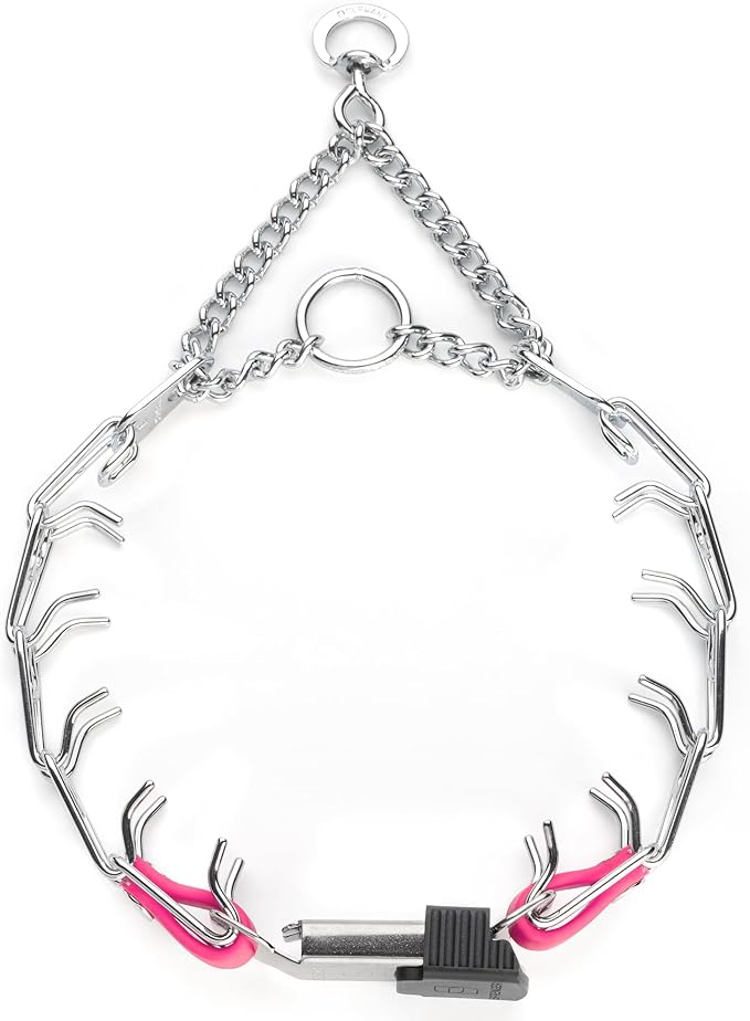 Herm Sprenger Chrome Plated Steel Dog Collar with Quick Release ClicLock Buckle and Biothane Insert Training Collar for Dogs Made in Germany (Passionfruit Pink, 16in x 2.25mm(neck size up to 13-14in))