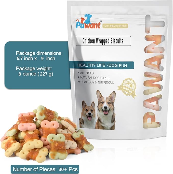 Dog Treats Biscuits Wrapped in Chicken Chews for Small Dog no Rawhide 0.5lb/227g