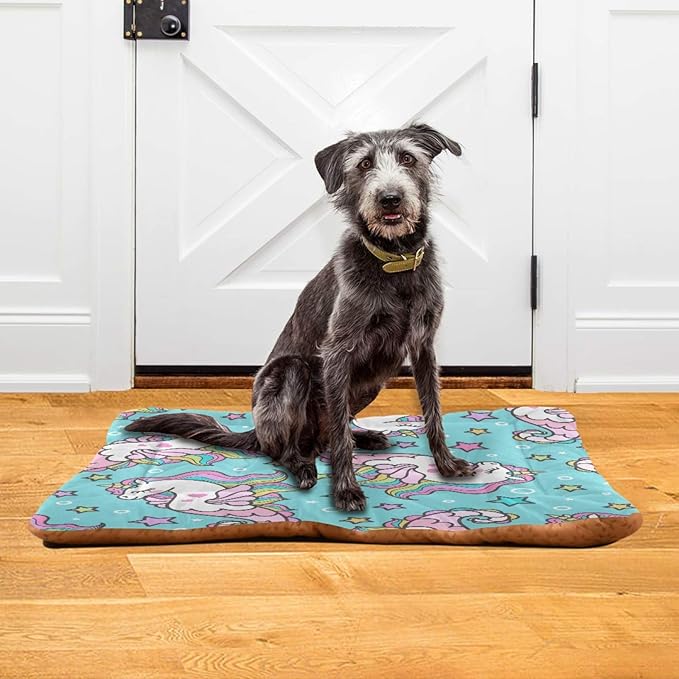 Mermaid Unicorn Pet Bed for Small/Medium Dogs Cat | Pet Mat for Dog Cat Crates | Durable Polyester and Non-Slip Bottom Pet Bed, 24x36in