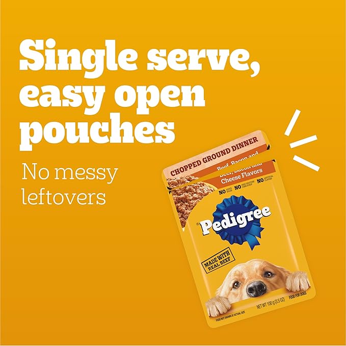 PEDIGREE CHOPPED GROUND DINNER Adult Soft Wet Dog Food 8-Count Variety Pack, 3.5 oz Pouches (Pack of 2)