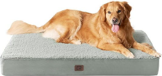 EHEYCIGA Orthopedic XXL Dog Beds for Jumbo Dogs with Removable Washable Cover for Crate, Greyish Green, 47x29