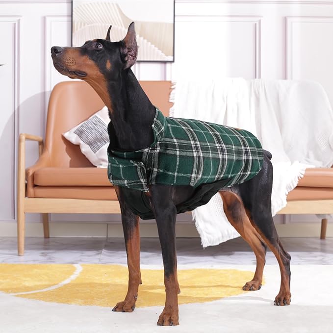 Kuoser Warm Dog Coat, Waterproof Dog Jacket for Extra Large Dogs, Adjustable Durable XL Doggie Winter Coat Reversible Cozy Puppy Cold Weather Apparel from Small to Large Breed, Green XL