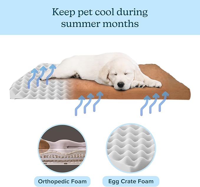 Petmaker Water-Resistant Dog Bed - Orthopedic Dog Bed with Removable Washable Cover, Non-Slip Bottom, and Egg Crate Style Foam - 36in Medium Pet Bed - Puppy Essentials (Clay)