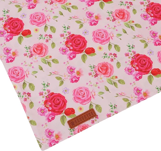 ADOGGYGO Floral Dog Bandana 2 Pack, Reversible Red Pink Rose Pet Scarf Bib, Adjustable Fit Cute Floral Bandanas for Medium Large Dogs Pets (Large)