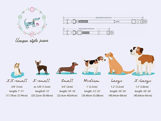 Unique Style Paws Dog Collar Metal Buckle Watermelon Cute Collar for Small Medium Large Dogs