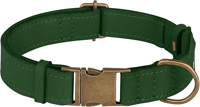 AirTag Dog Collar - Genuine Leather Dog Collar with Apple AirTag Holder and Metal Buckle - Smart GPS Tracking Pet Collars for Small Medium Large Dogs Puppy (Dark Green, XL, 20"-25" Neck Fit)