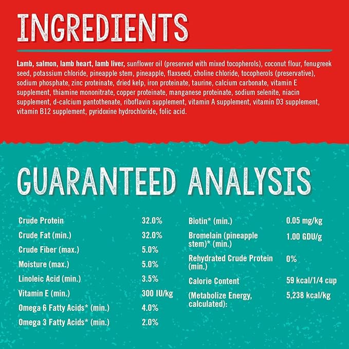 Stella & Chewy's – Stella’s Solutions Skin & Coat Boost – Grass-Fed Lamb & Wild-Caught Salmon Dinner Morsels – Freeze-Dried Raw, Protein Rich, Grain Free Dog Food – 4.25 oz Bag