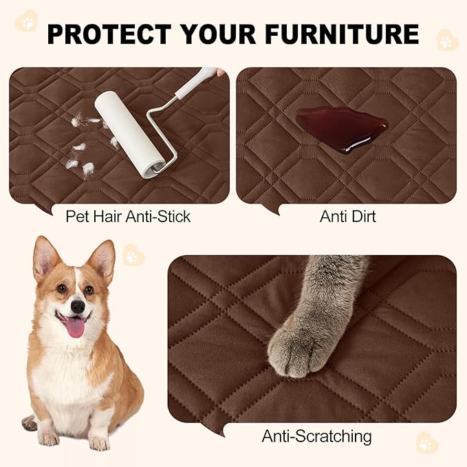 Smiry Waterproof Dog Blanket, 68x82 Inch Soft Pet Bed Cover Reversible, Washable Sofa Couch Furniture Protector for Small Medium Large Dog Puppy Cat, Brown/Chocolate