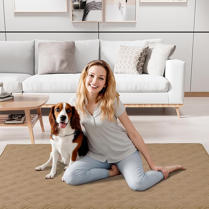 Smiry Waterproof Dog Blanket, 82x120 Inch Soft Pet Bed Cover Reversible, Washable Sofa Couch Furniture Protector for Small Medium Large Dog Puppy Cat, Camel/Beige