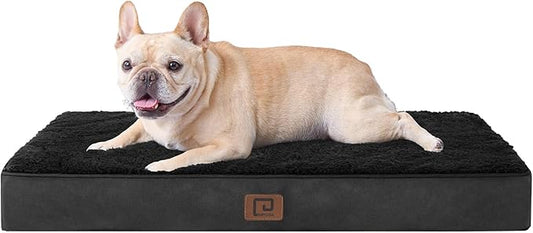EHEYCIGA Orthopedic Medium Dog Beds for Small Dogs with Removable Washable Cover for Crate, Black, 30x20