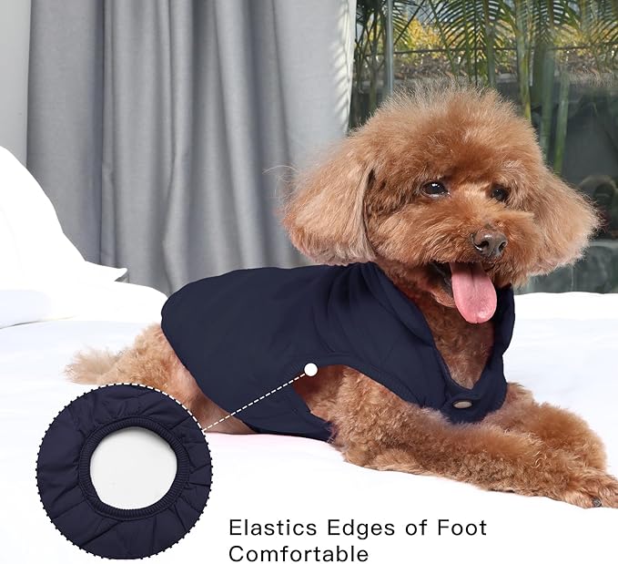 2 Layers Fleece Lined Warm Dog Jacket for Winter Cold Weather,Soft Windproof Large Dog Coat,Blue XXL