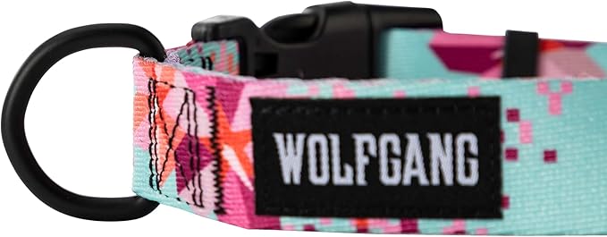 Wolfgang Heavy Duty, Adjustable Dog Collar with Quick Release Nylon Buckle for Walking & Training, DigiFloral Print, Medium