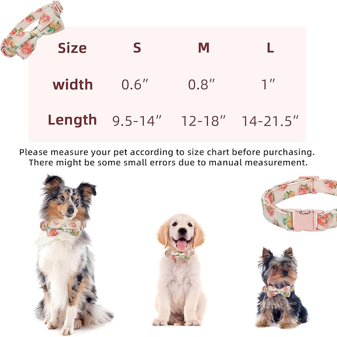 Adjustable Bow Tie Dog Collar Printed Cute Patterns Spring Summer Soft Pet Collars for Small Medium Large Dogs