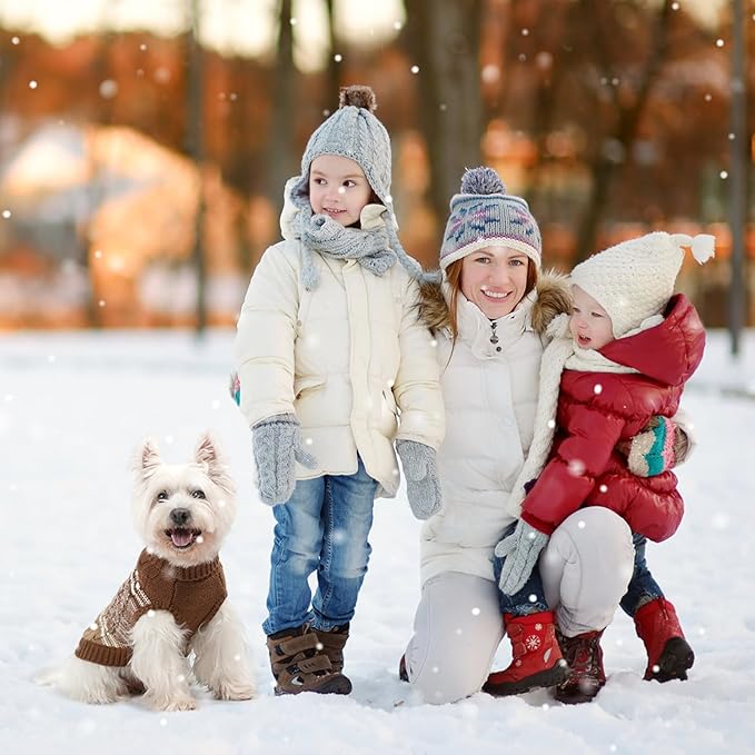 Mihachi Soft Warm Dogs Shirt, Cold Weather Turtleneck Knitted Pullover with Leash Hole for Small Dogs Puppy Cat, Beige XS