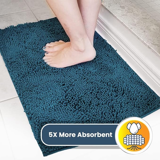 Muddy Mat® Original Dog Door Mat for Muddy Paws, Super Absorbent Microfiber, Non-Slip Washable Pet Rug, Quick Dry Chenille Entryway Carpet, Machine Washable Indoor Outdoor mat, Atlantic Blue 24"x72"