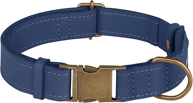 AirTag Dog Collar - Genuine Leather Dog Collar with Apple AirTag Holder and Metal Buckle - Smart GPS Tracking Pet Collars for Small Medium Large Dogs Puppy (Smoky Blue, XS, 9"-12" Neck Fit)