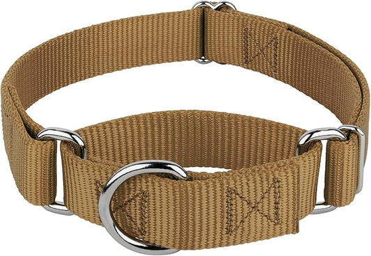 Country Brook Petz Martingale Dog Collar - Heavy-Duty Training Collar with No Buckle - Service Dog Collar for All Pups - Vibrant, Colorful Collection (Coyote Tan, 3/4 Inch, Small)