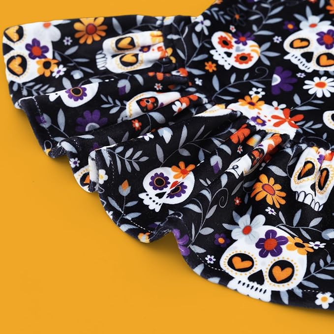 CuteBone Turtleneck Dog Velvet Dress Halloween Puppy Skirt Costume Pet Clothes Cat Apparel with Bow Hair Rope for Small Dogs CVD18M