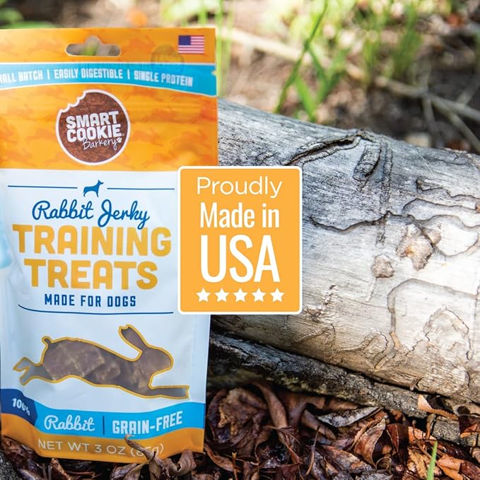 Smart Cookie Single Ingredient Rabbit Jerky Dog Treats - Bite Size Training Treats for Dogs and Puppies with Allergies and Sensitive Stomachs - Dehydrated, 100% Meat, Made in USA - 3oz, Pack of 1
