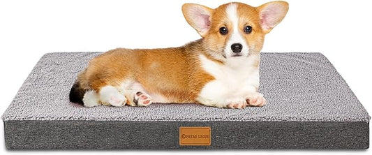 Patas Lague Orthopedic Dog Bed for Small Dogs, Soft Comfortable Waterproof Egg Crate Foam Small Pet Beds Mat with Removable Washable Cover, 20''X15'' Grey