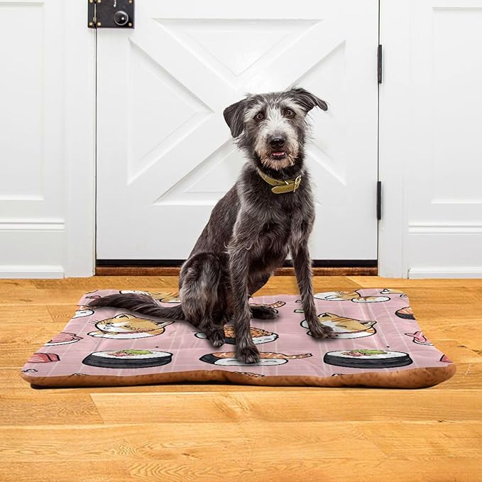 Sushi Kawaii Pattern Dog Bed Cat Bed, Rectangle Comfortable Pet Bed, Ultra Soft Calming Dog Bed for Small Medium Dogs,18" x 24"