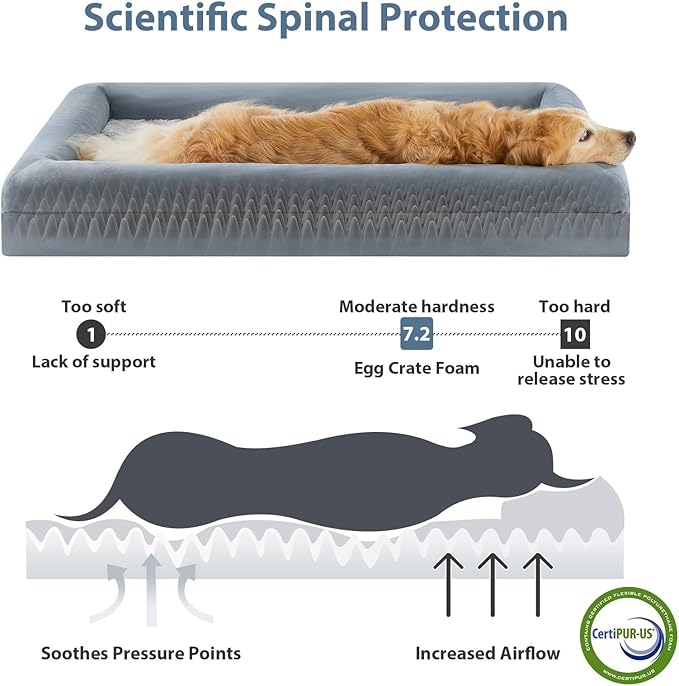 WNPETHOME Washable XXXXL Dog Bed, Orthopedic Sofa With Removable & Waterproof Cover, Extra Large Couch With Bolster Sides for Sleeping, Giant Size