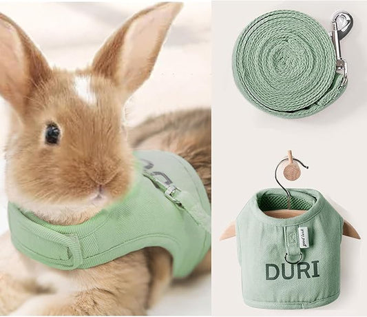 MANON ROSA Rabbit Harness and Leash Set - Escape-Proof Adjustable Vest Harness for Dwarf Bunnies, Soft Padded Conejos Collar with Safety Buckle, Small Animal Walking Accessories