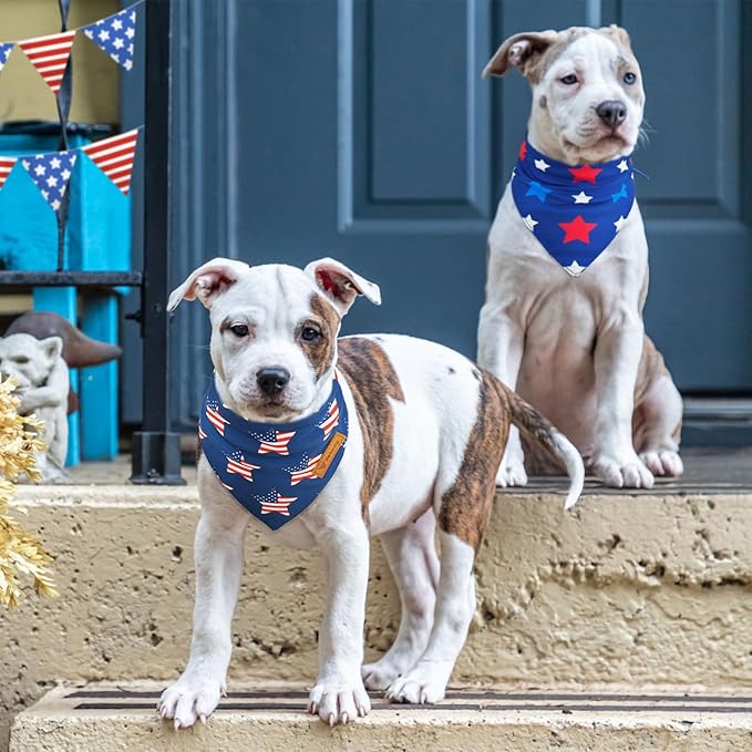 Vehomy 3-Pack Independence Day Dog Bandana 4th of July Puppy Bandanas Reversible Pet Bandanas Stars Stripes Flag Dog Scarfs Cat Triangular Bibs Pet Scarves for Small Medium Large Dogs S