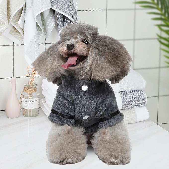 Petyoung Pet Bathrobe Dog Pajama Thickened Hooded Bathrobe Quick Drying and Super Absorbent Dog Bath Towel Soft Pet Nightwear for Puppy Small Dogs Cats