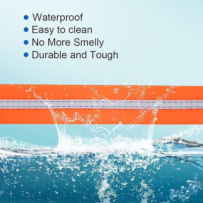 NIMBLE Dog Collar Waterproof Pet Collars Anti-Odor Durable Adjustable PVC & Polyester Soft with Reflective Cloth Stripe Basic Dog Collars S/M/L Sizes (Large (15.35”-24.8”inches), Orange)