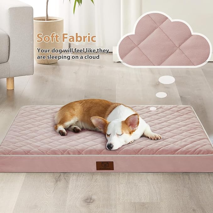 WNPETHOME Orthopedic Dog Bed - Extra Large Waterproof with Removable Cover & Anti-Slip Bottom, Egg Crate Foam Mat, Multi-Needle Quilting XL Dog Crate Bed