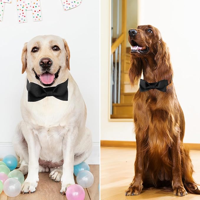 Segarty Dog Bowtie, Adjustable Black Bowtie Collar for Large Dogs, Durable Dog Neck Tie Tuxedo Comfortable Cotton Boy Pets Bows Grooming Accessories for Formal Wedding Holiday Birthday Gift Party