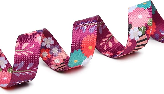 Adjustable Dog Collar with Patterns, Ultra Comfy Soft Nylon Breathable Pet Collar for Small Medium Large Dogs (S, Colorful Flower