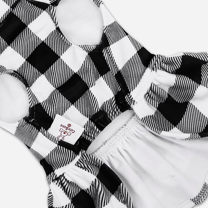 CuteBone Turtleneck Dog Velvet Dress Puppy Skirt Costume Pet Clothes Cat Apparel with Bow Hair Rope for Small Dogs CVD14L