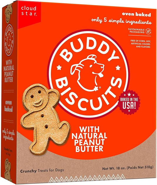 Buddy Biscuits Crunchy Dog Treats, Peanut Butter, 18 oz. Box
