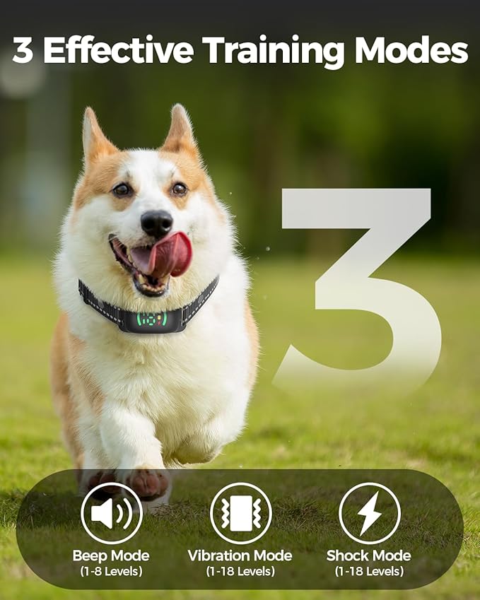 Shock Collar for Dogs- 3300FT Dog Shock Collar with Remote Control for 8-120 lbs Medium Large Dogs with 4 Training Modes, Security Lock, Rechargeable IPX7 Waterproof