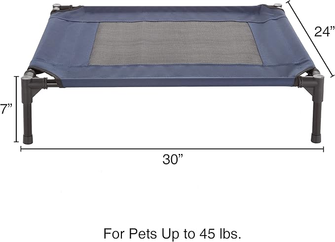 Elevated Dog Bed - 30x24-Inch Portable Pet Bed with Non-Slip Feet - Indoor/Outdoor Dog Cot or Puppy Bed for Pets up to 50lbs by PETMAKER (Blue)