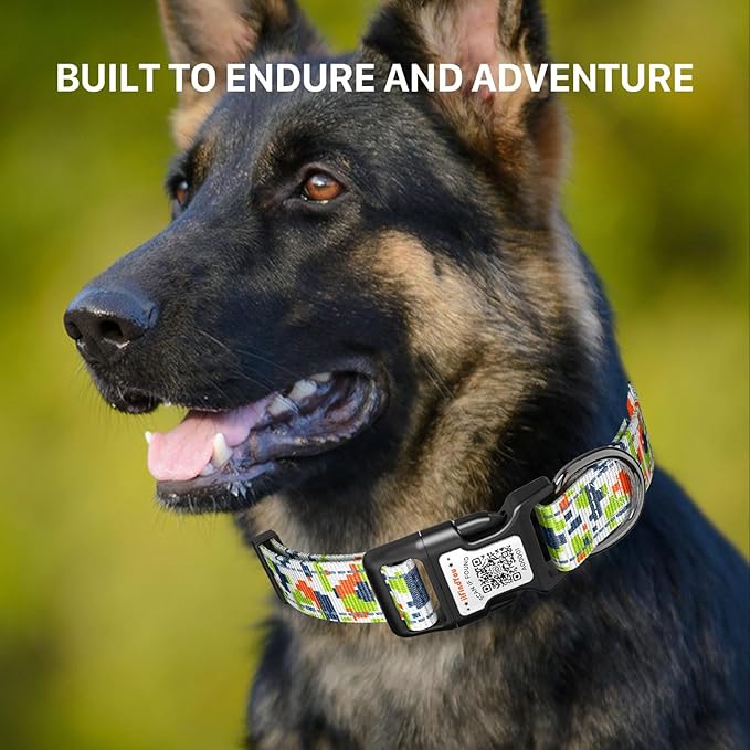 Reflective Dog Collars for Large Dogs Soft Nylon Camo Green Sized L