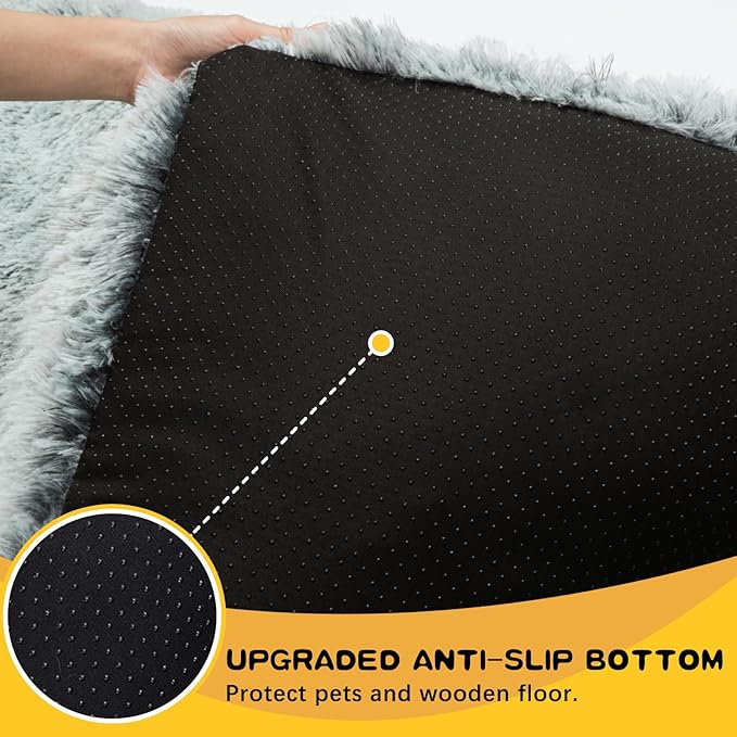 XXL Dog Bed Crate Pad Mat for Cages Washable Bed for Extra Large Size Dog Soft Kennel Pad Anti-Slip Pet Bed,48" x 29",Grey