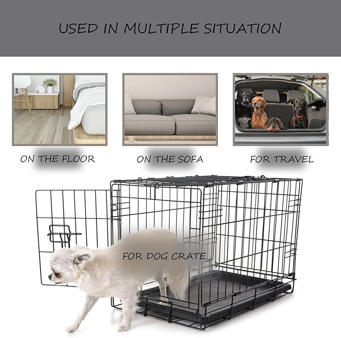 Washable Dog Bed Mat Reversible Dog Crate Pad Soft Fluffy Pet Kennel Beds Dog Sleeping Mattress for Large Jumbo Medium Small Dogs, 41 x 27 Inch, Gray