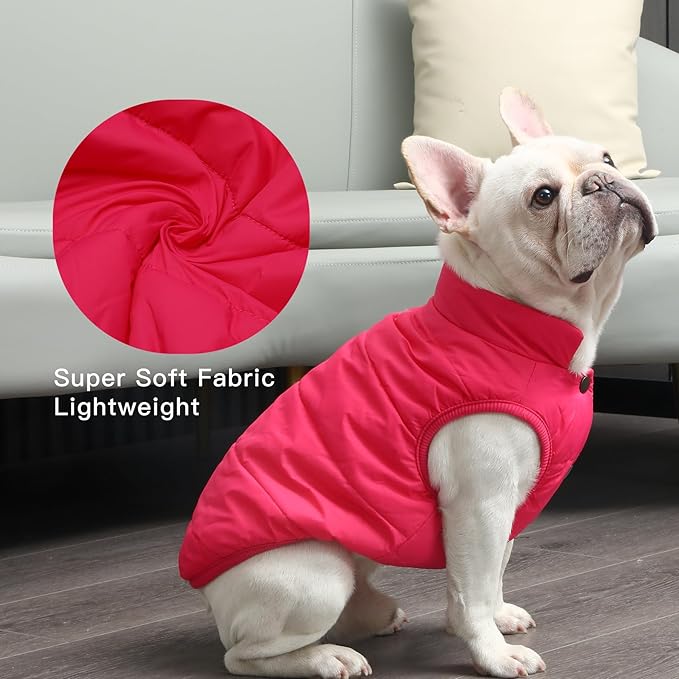 2 Layers Fleece Lined Warm Dog Jacket for Winter Cold Weather,Soft Windproof Large Dog Coat,Pink XXL