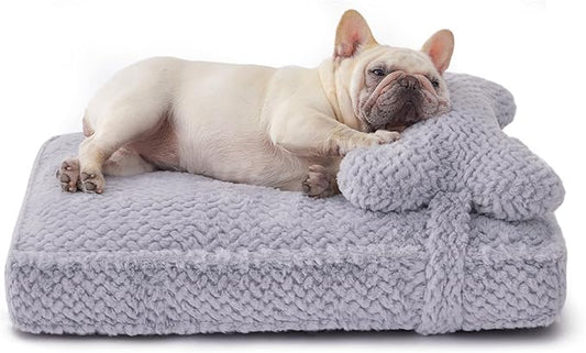 Soft Touch Orthopedic Dog Beds for Medium Dogs, Waterproof Dog Crate Bed with Removable Washable Cover, Attachable Pillow Cushion, Non-Slip Bottom (Grey, Medium)