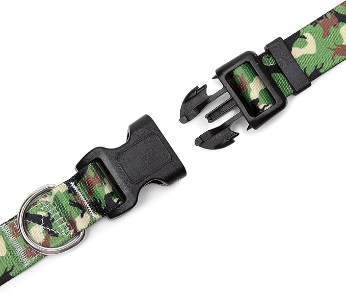 Adjustable Dog Collar with Patterns, Ultra Comfy Soft Nylon Breathable Pet Collar for Small Medium Large Dogs (S, Dog Camouflage Green)