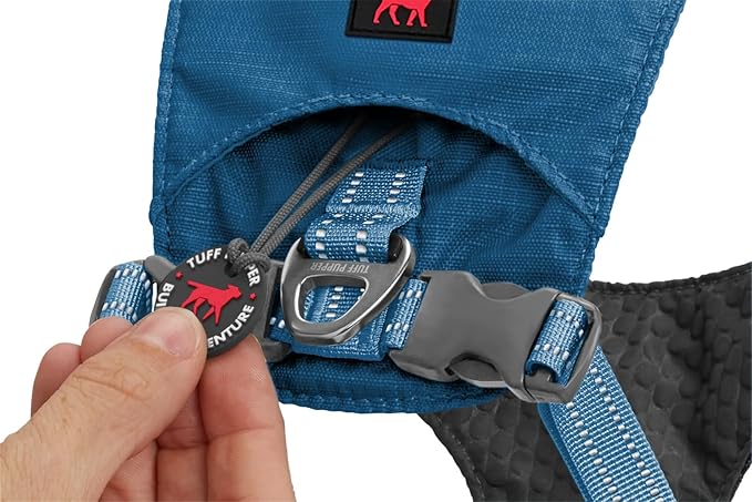 Tuff Pupper Lightweight Dog Harness for Walking | Front & Back Leash Clips | 4-Way Adjustable Fit | Reflective Trim | Easy On/Off Buckles | Lightweight & Breathable | No Pull Design (XS, Blue)