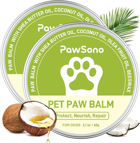 Lick-Safe Dog Paw & Nose Balm with Coconut Oil | All-Natural Paw Cream & Wax for Dry, Cracked Pads & Snouts| Paw Moisturizer & Soother, Nose Butter for Bulldogs| Horse Hoof Care (2.1 oz*2)