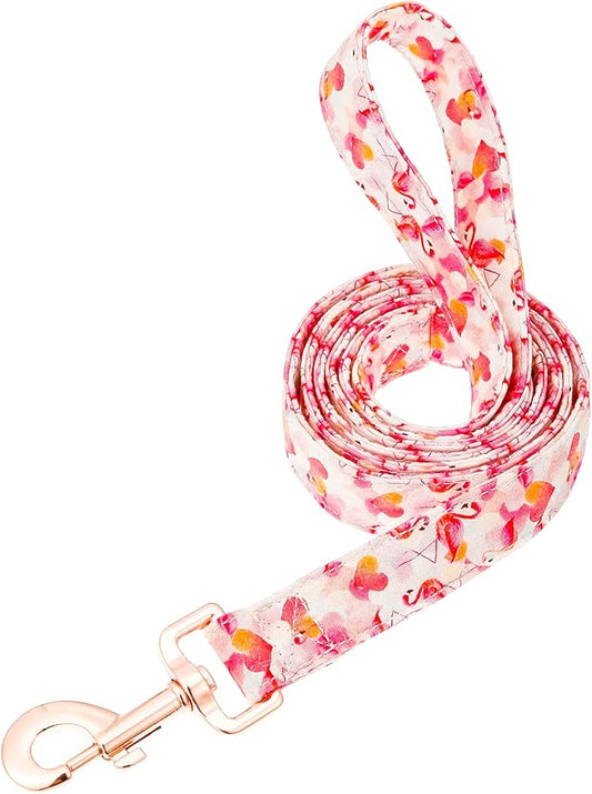 Tunkoo Pink Flamingo Heart Dog Leash - Stylish, Safe, Comfortable for Small Medium Large Dogs Pets Daily Walking S
