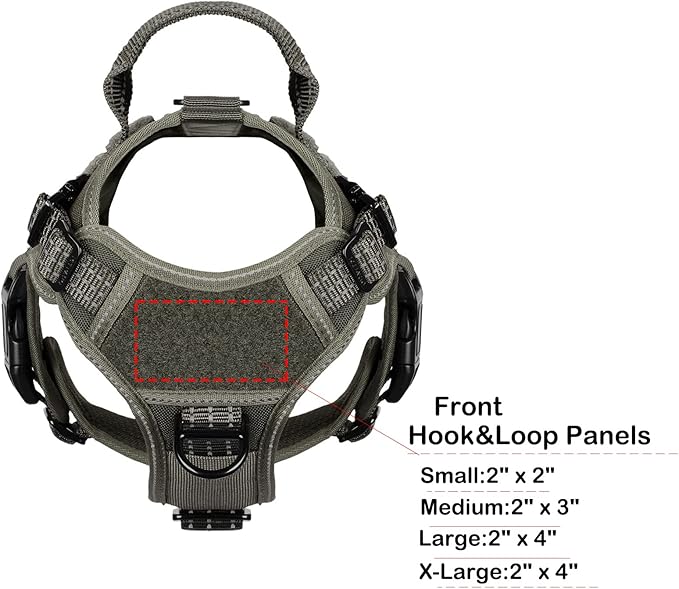 ICEFANG Tactical Dog Harness, Small Size,2X Metal Buckle,Working Dog MOLLE Vest with Handle,No Pulling Front Leash Clip,Hook and Loop Panel
